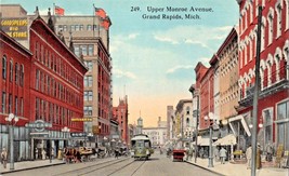 Grand R API Ds Michigan~Upper Monroe AVENUE-VAUDETTE-STOREFRONTS Postcard 1910s - £5.42 GBP