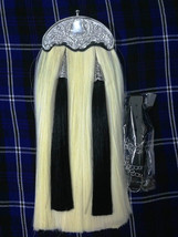 Synthetic Long Hair Sporran White Color Body And Two Black Tassels Chain... - $2,047.03 MXN