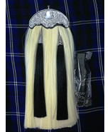 Synthetic Long Hair Sporran White Color Body And Two Black Tassels Chain... - £47.18 GBP