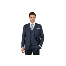 Men Suit BERLUSCONI Turkey 100% Italian Wool Super 180's Vested #Ber3 Ink Blue image 8