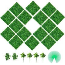 Artificial Boxwood Panels, 16 PCS 20&quot;x20&quot; Boxwood Hedge Wall Panels, PE Artifici - £77.19 GBP