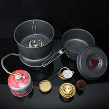 Lightweight Alcohol &amp; Gas Stove Cooking Kit with Integrated Pots &amp; Winds... - £22.46 GBP+