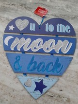 Valentine&#39;s Day Plaque Door/Wall Art Blue Heart &quot;love you to the moon &amp; ... - $13.79 CAD
