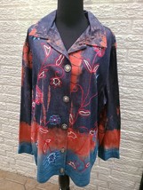 Indigo Moon Womens Sz 1XL Jean tribal  Dressy Fall Jacket RARE Embroider... - £27.07 GBP