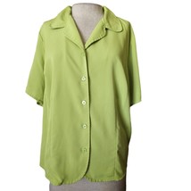 Green Button Up Short Sleeve Blouse Size 14/16W - £19.72 GBP