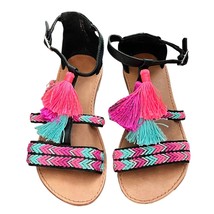 Adorable Pink/Lilac/Aqua Fringe Sandals Sz 2 - £11.51 GBP