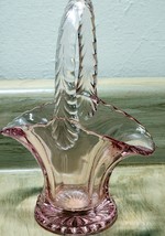 Westmoreland Pink Depression Glass Basket Ruffled Edge Feathered Handle 6 3/4&quot; - £14.36 GBP