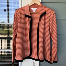 Misook Open Front Cardigan Knit Topper Jacket Striped Orange Women&#39;s S S... - $45.04