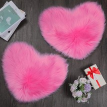 2 Pieces Fluffy Faux Area Rug Heart Shaped Rug Fluffy Room Carpet for Home Livin - £19.30 GBP