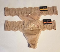 No Boundaries Womens Micro &amp; Lace Thong Sheer Taupe - CHOICE OF SIZE NWT - £3.92 GBP