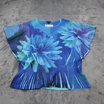 Westbound Shirt Womens PXL Blue Petite Dolman Sleeve Round Neck Floral Studded - £17.91 GBP