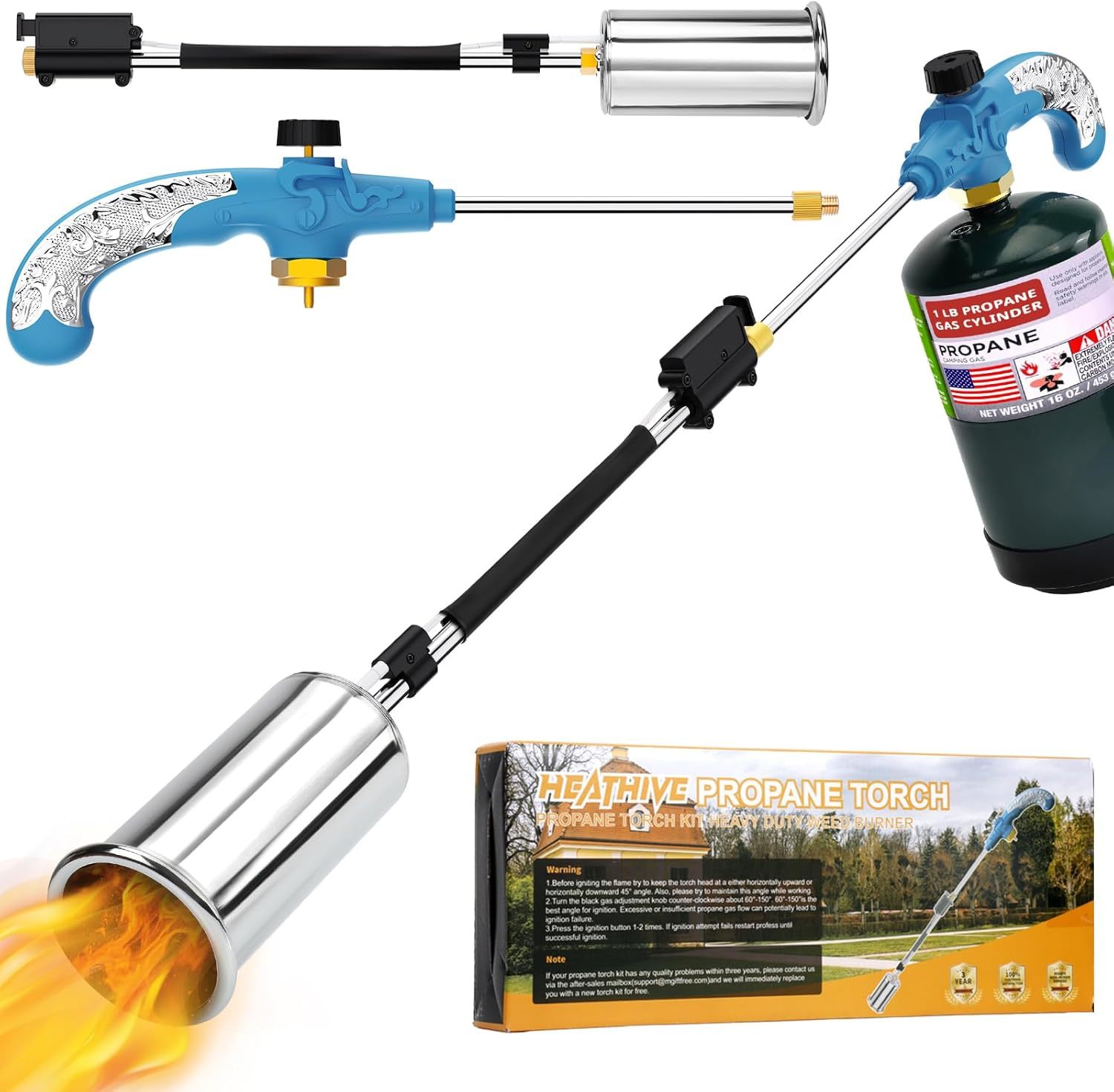 Propane Torch Weed Burner, High Output 800,000 Btu Flamethrower Blow Torch, - $46.99
