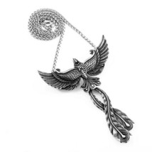 Viking Valkyrie Necklace Silver Stainless Steel Firebird Phoenix Pendant &amp; Chain - £26.37 GBP