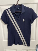 Vintage Women’s Ralph Lauren Golf Polo Shirt Navy Blue Big Pony Silver S... - £14.05 GBP