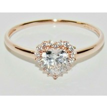 0.50Ct Coeur &amp; Imitation Diamant 14K Plaqué or Rose Promesse Coeur Bague - £57.51 GBP