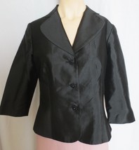 Designer A.B.S.by Allen Black Silk Dress Jacket Blazer Rhinestone buttons Sz 12 - £79.49 GBP