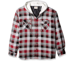 Men&#39;s Quilted Lined Flannel Shirt Jacket with Hood, Biking Red, Size: X-... - $49.74