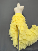 Yellow High Low Layered Tulle Skirt Gown Women Custom Plus Size Tulle Skirts image 8