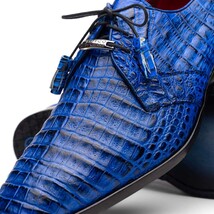 Men's Shoes genuine caiman crocodile dress derby Lacio Electric Blue image 4