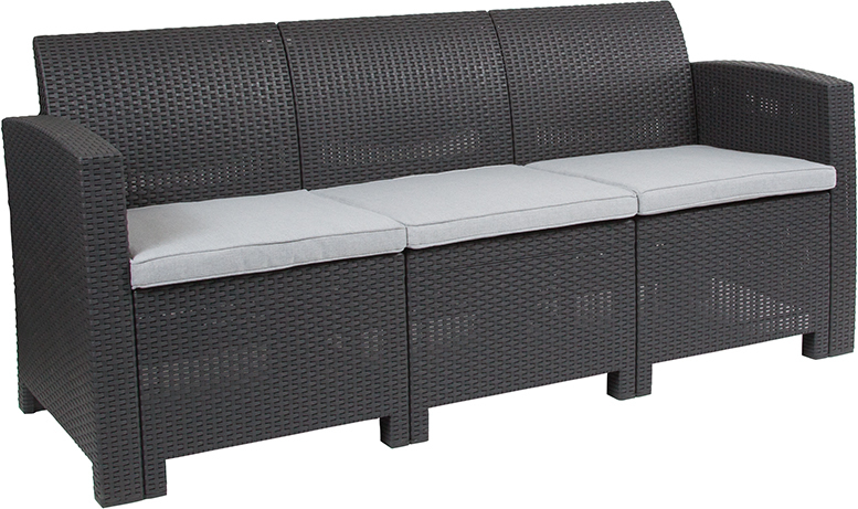 Dark Gray Rattan Outdoor Sofa DAD-SF2-3-DKGY-GG