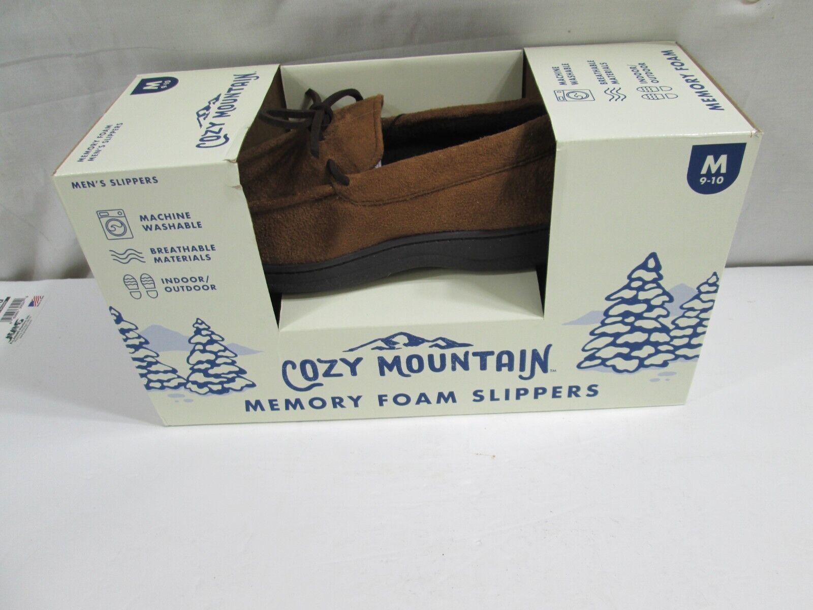 Men's Cozy Mountain Memory Foam Slippers Chestnut Medium 9-10 - $13.71