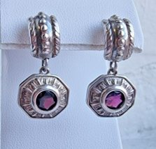 SOUTHWESTERN DESIGN VINTAGE 925 STERLING SILVER PURPLE AMETHYST EARRINGS - $830.22 MXN