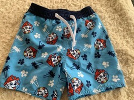 PAW PATROL Boys Blue White Palm Trees CHASE Swim Trunks Shorts 18 Months 2T - $6.37