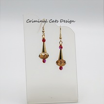 Gold Cone Earrings with Swarovski Crystal handmade