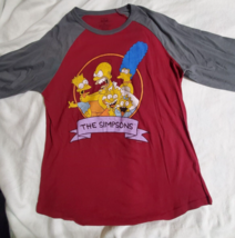 The Simpsons Sleep Pajama Shirt Mens XL Burgundy Gray Homer Choking Bart... - £11.70 GBP