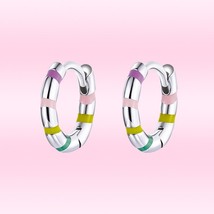 Bamoer New Cute Mini Ribbon Earrings for Women Genuine 925 Silver Simple Colorfu - £16.16 GBP