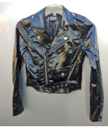 Lip Service Los Angeles Biker Style Jacket Womens Crop Wet Goth Punk Clu... - £58.66 GBP