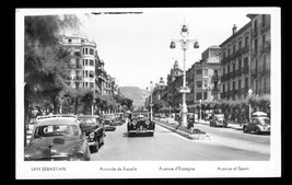 Vintage RPPC Real Photo Postcard San Sebastian Avenue of Spain Cars City View - £15.81 GBP