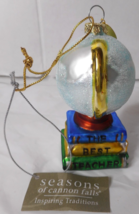 SCF Christmas Ornament Glass Blown Globe Best Teacher Seasons of Cannon Falls - £4.86 GBP