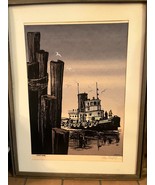 Vintage 1970s ROGER BERGHOFF Lithograph Only- COMIN’ HOME Steamboat SIGNED - $42.75