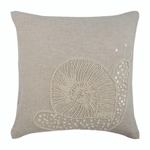 Beige Snail Design 16&quot;x16&quot; Cotton Linen Pillow Covers, Snail Pearls - £20.41 GBP+
