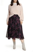 Halogen Floral Pleated Elastic Waist Midi Skirt Pleated Chiffon SZ 1 New - £37.80 GBP