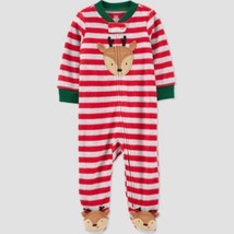 Carter&#39;s Just One You Baby 3M Reindeer Christmas Striped Footed Pajama - Red - £6.38 GBP