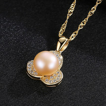 S925 Silver Necklace Electroplated 18K 7-7.5Mm Freshwater Pearl Fine Jewelry - £16.40 GBP