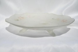 Vintage LANCASTER KAY Hand Painted Pink Florals Satin Glass 3-Toed Bowl ... - £25.20 GBP