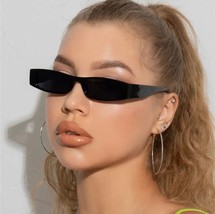Small Rectangle Sunglasses Unisex Retro Square Narrow Frame Sun Glasses ... - £13.11 GBP