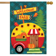 Welcome Fall Camper House Flag Primitive Autumn Humor 28&quot; X 40&quot; - £18.87 GBP