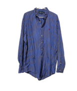 Ralph Lauren Mens Button Down Shirt Blue Striped Long Sleeve Collar Logo XL - $16.82