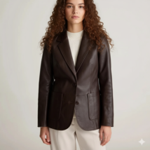 Leder Büro Damen dunkelbraun Lammleder echte Handarbeit Blazer formell K... - $223.47 CAD+