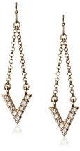 Cohesive Jewels Pave Cubic Zirconia Crystal Imi Gold V Dangle Drop Earri... - $7.48