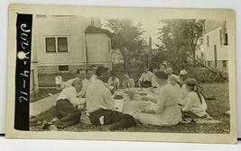 RPPC July 4 1916 Victorian Picnic Carpets on the Lawn Real Photo Postcard H15 - £11.67 GBP