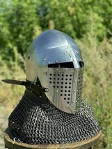 18 Gauge HMB Steel Medieval Rao Bascinet Helmet Knight Viking Helmet Normal - £126.44 GBP
