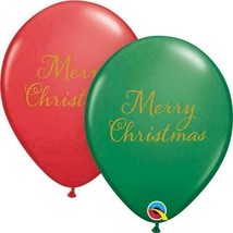 50 count pkg 11&quot; Latex Balloons Festive Red &amp; Green Merry Christmas Office Party - £19.61 GBP