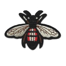 Cute Bee Iron On Patch 2.6&quot; Flying Insect Moth Nature Embroidered Applique New - £3.95 GBP