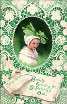Ellen Clapsaddle St Patrick&#39;s Day Baby Irish Faux Lace 1912  Postcard W9 - £23.94 GBP
