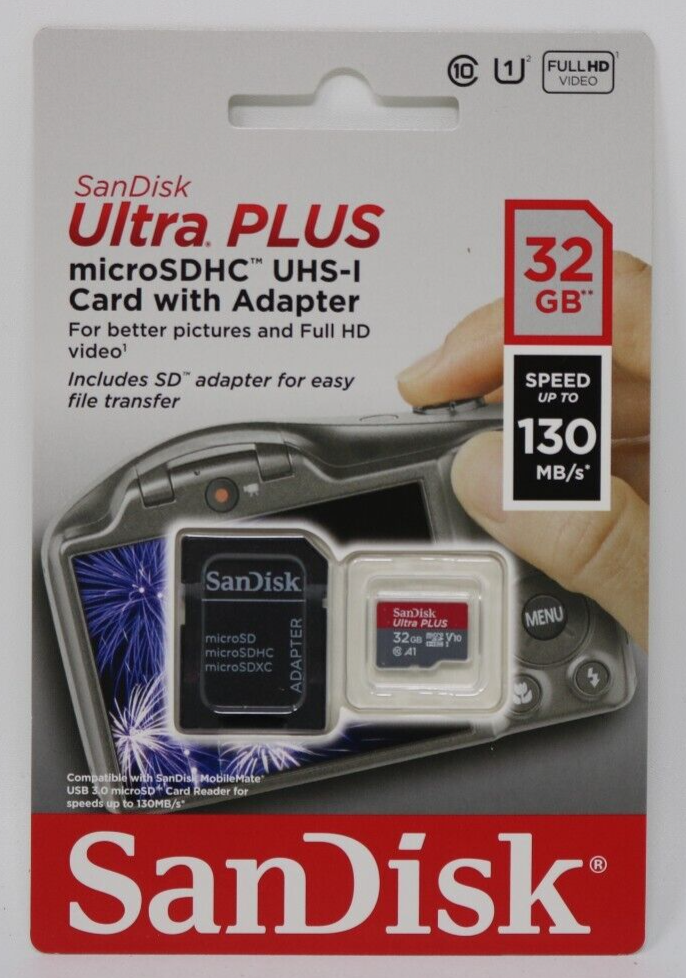 32GB Ultra Plus Micro SDHC UHS-I Card SD Adapter for transfer 130 MB/s S... - $9.87